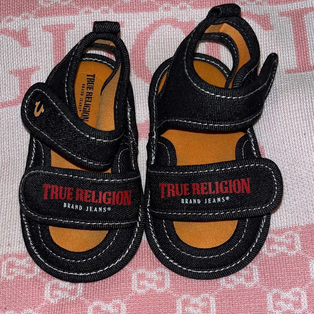 True Religion Black and Orange Kids Sandals